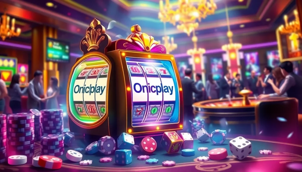 Experience thrilling gameplay at Onicplay with vibrant slot machines and lively casino atmosphere.