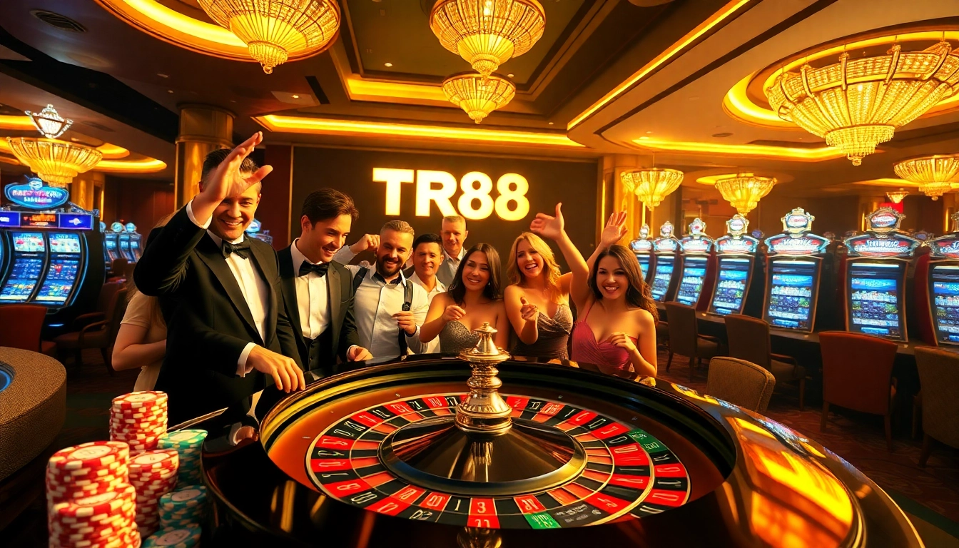 Experience high-stakes gaming at TR88, featuring an exhilarating roulette table and vibrant atmosphere.