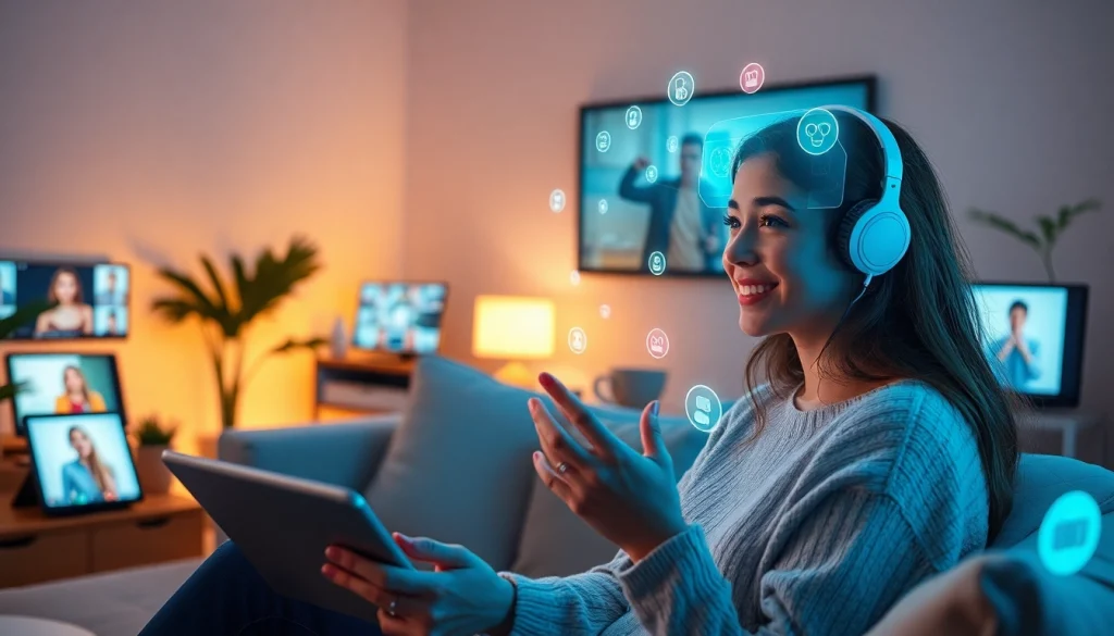 User interacts with an engaging ai girlfriend in a cozy, immersive virtual environment.