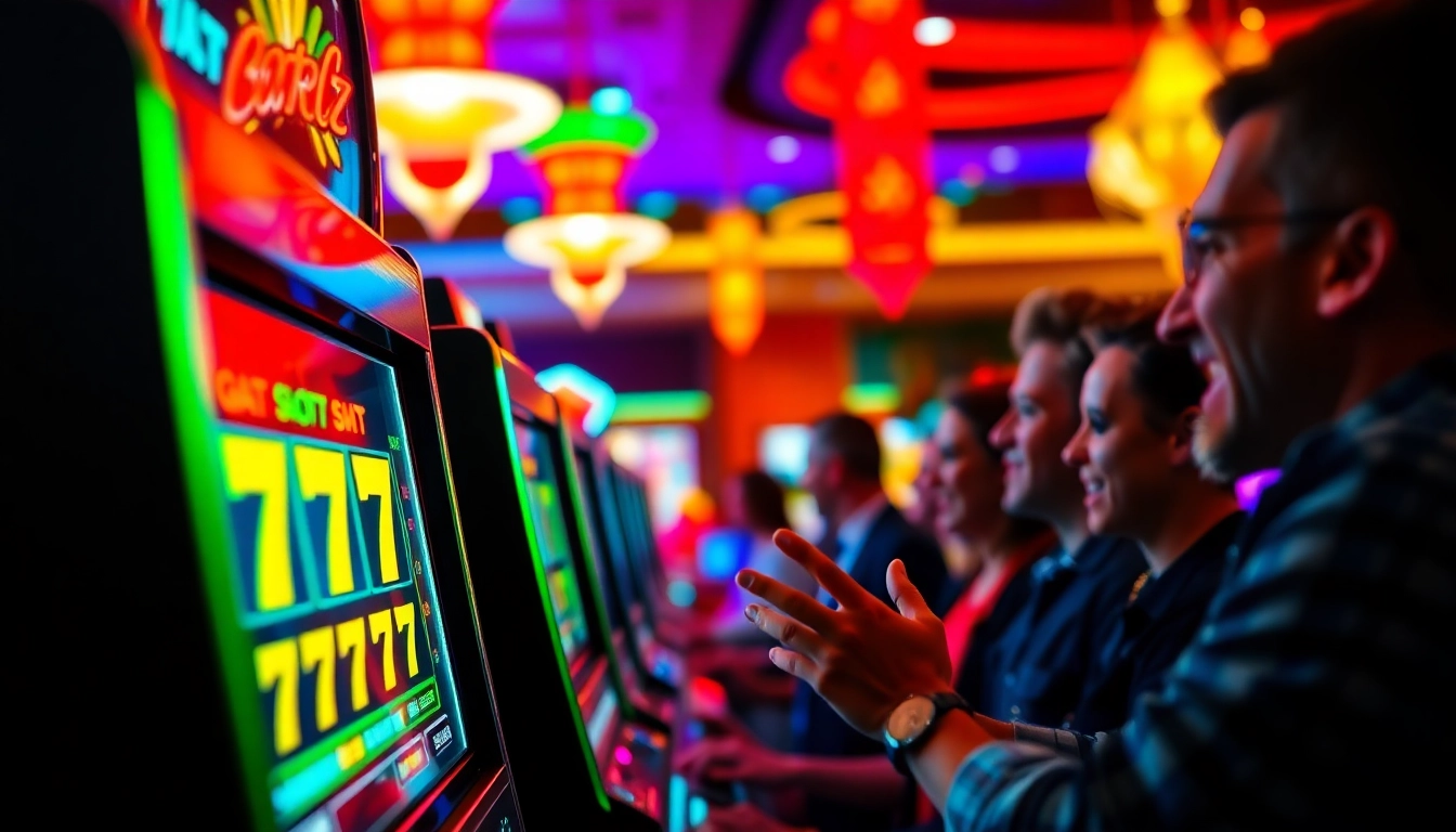 Menang besar di mesin slot777 dengan pemain yang bersemangat dan suasana kasino hidup