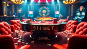 Experience thrilling gameplay at SHBET with vibrant table games and shining poker chips.