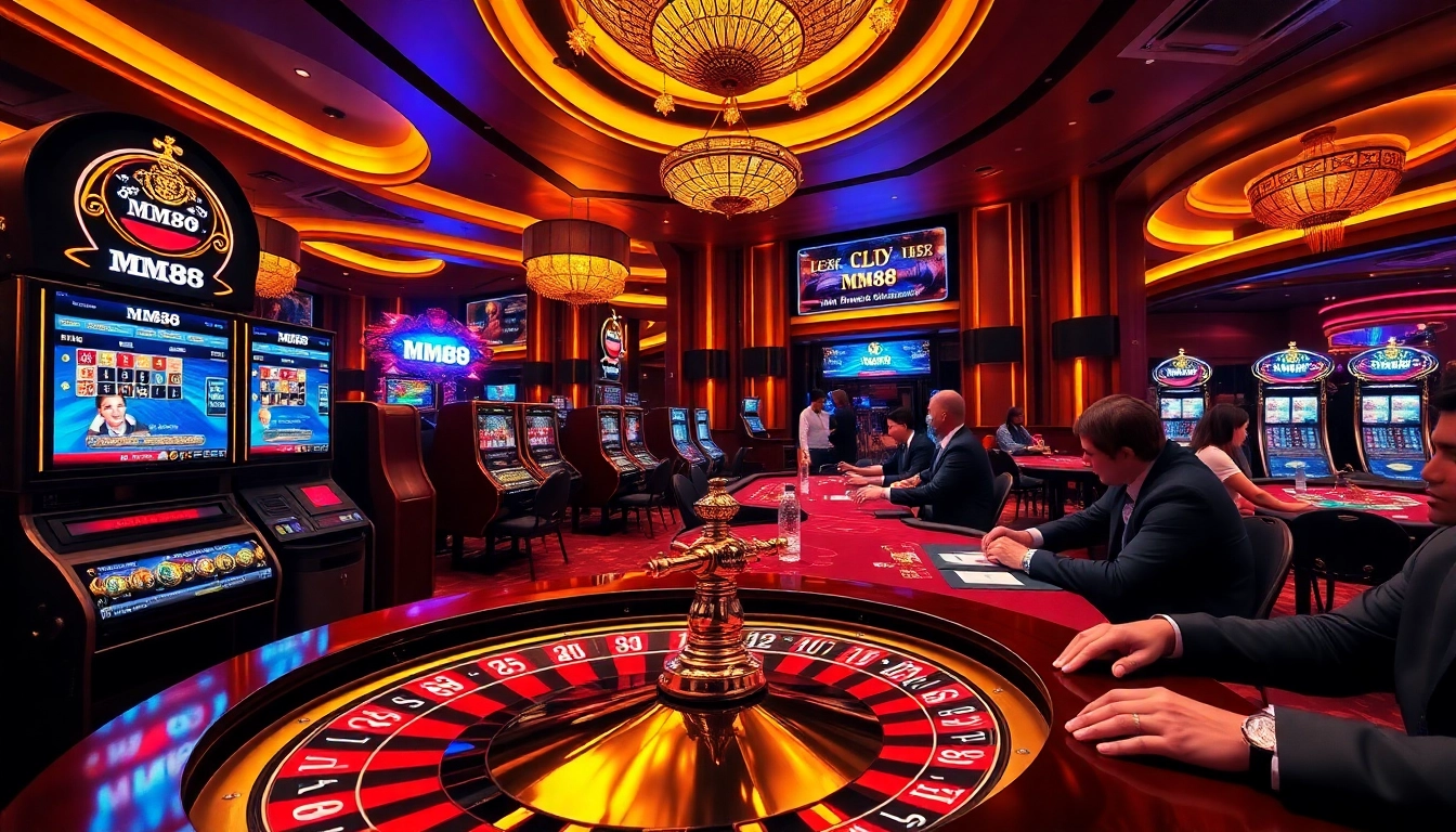 Experience the thrill of online gambling with MM88 at a vibrant casino atmosphere.
