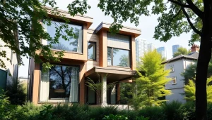 Architectural beauty from Boston residential architecture firm showcasing a modern home with greenery.