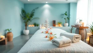 편안한 분위기와 안락한 환경을 갖춘 마사지 치료실.