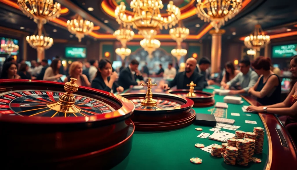 Des joueurs captivés vivant l'excitation du casino en ligne France dans un environnement de jeu en ligne luxueux.