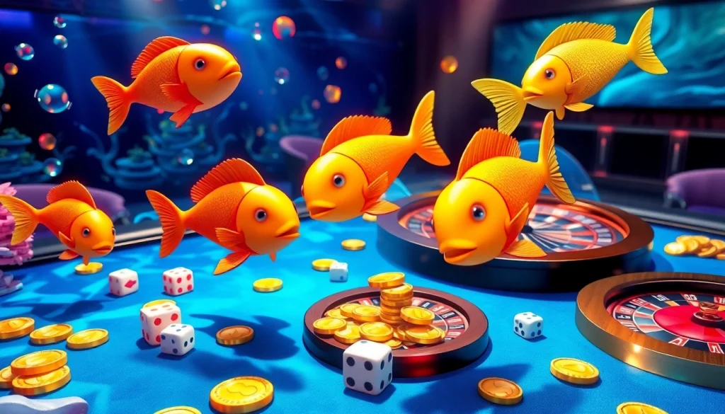 Experience thrilling bắn cá đổi thưởng with vibrant graphics, showcasing exciting casino gameplay underwater.