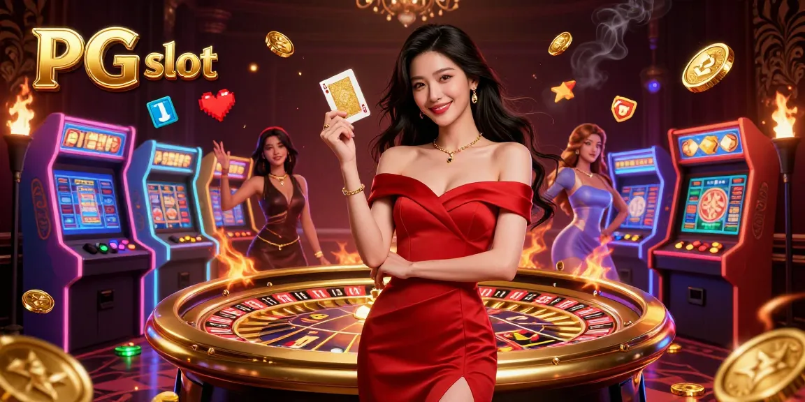 Play PG slot with vibrant visuals and immersive casino elements in a captivating illustration.