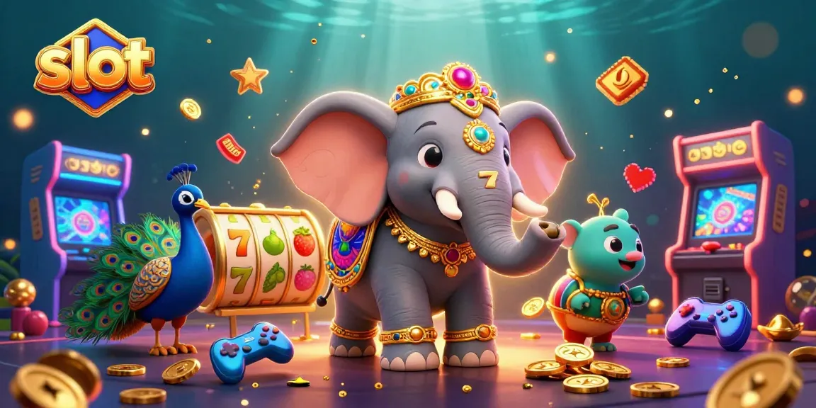 Spin vibrant slot reels in a colorful 3D illustration featuring lively characters and casino elements.