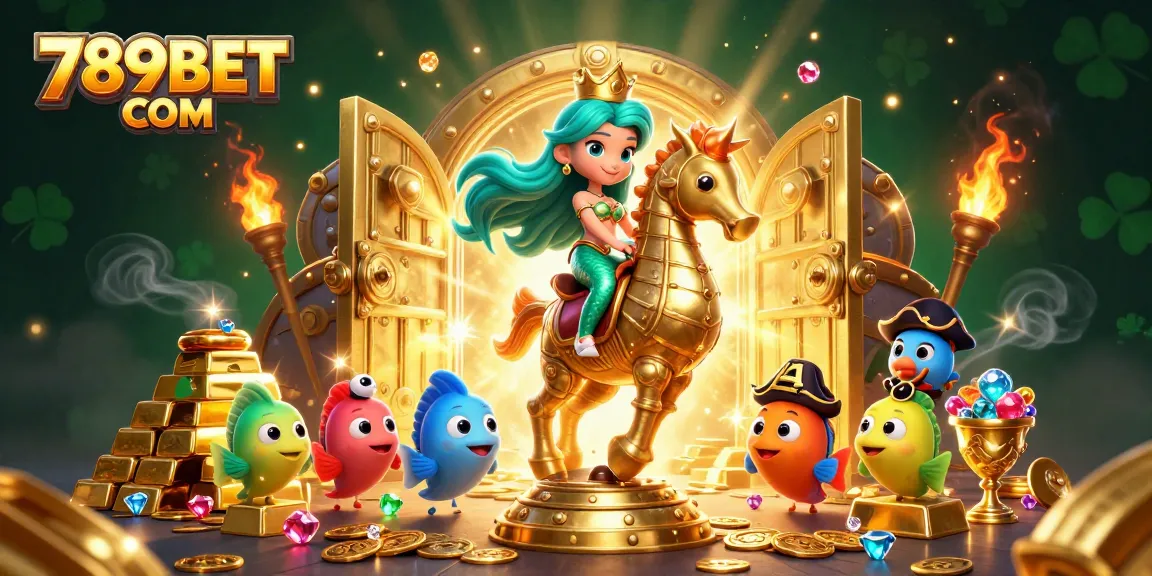 Experience thrilling gaming with 789BET COM, featuring a whimsical mermaid scene full of treasures and vibrant colors.