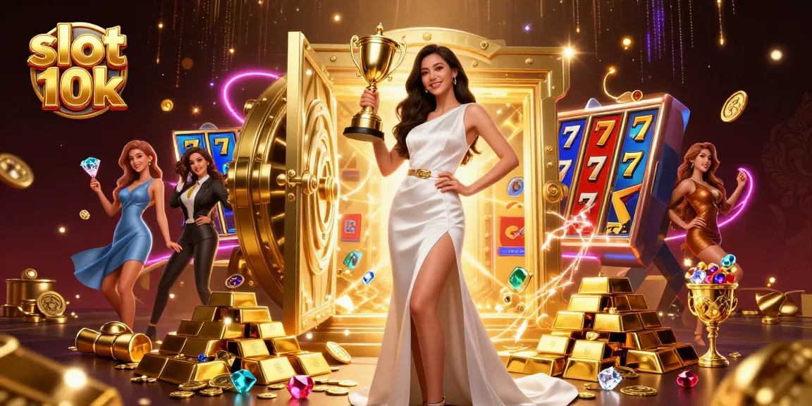 Experience thrilling wins with slot 10k in this vibrant 3D casino illustration.