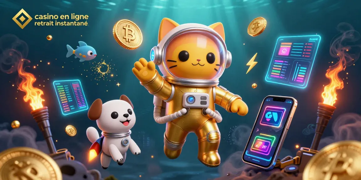 Profitez d'une expérience dynamique sur un casino en ligne retrait instantané avec un chat astronaute et un chien robot.
