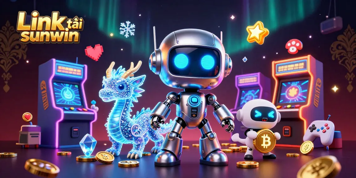 Explore the Link tải sunwin by navigating vibrant gaming elements in this immersive casino scene.