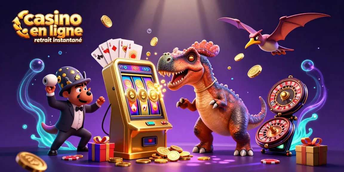 casino en ligne retrait instantané : illustration 3D dynamique d'un pachycéphalosaure frappant une machine à sous dorée