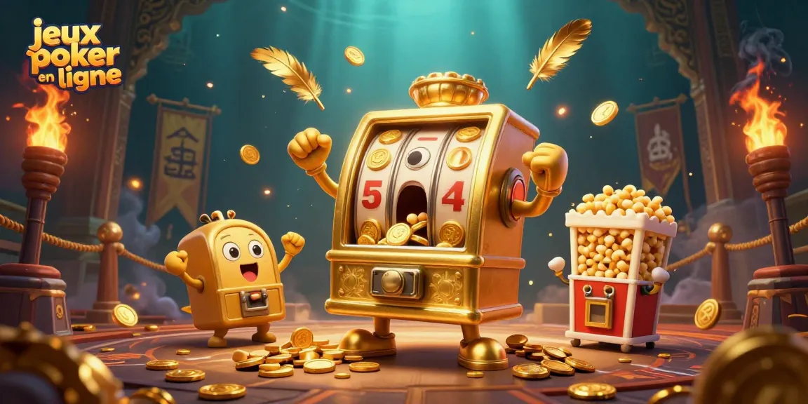 Jouez à des jeux poker en ligne captivants avec des machines à sous et des jetons d'or.