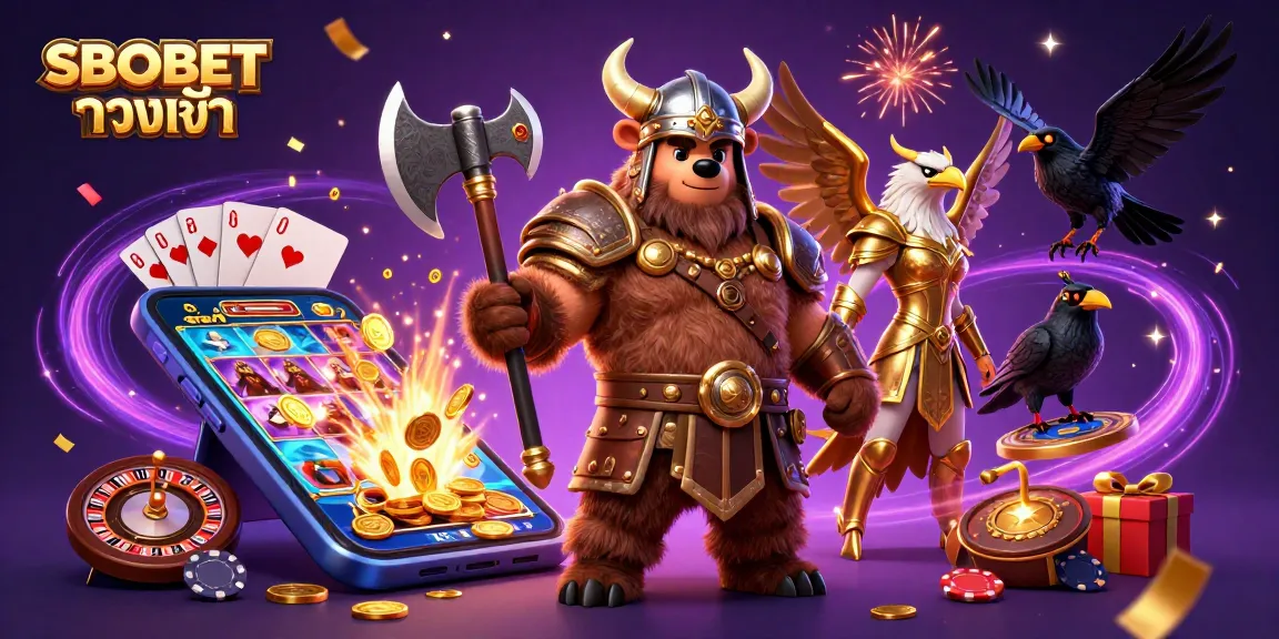 Experience SBOBET ทางเข้า with thrilling gaming elements and captivating characters in a vibrant casino scene