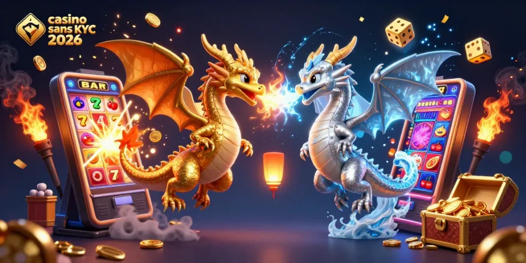 Jouez sur un casino crypto sans KYC 2026 avec dragons, machines à sous et spiritueux flottants.
